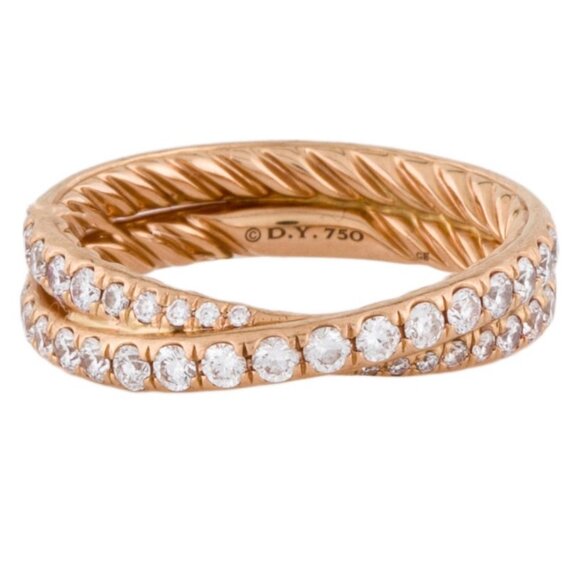 DAVID YURMAN 18K 750 ROSE GOLD 1.23CTW DIAMOND PAVÉ CROSSOVER RING - Picture 3 of 11